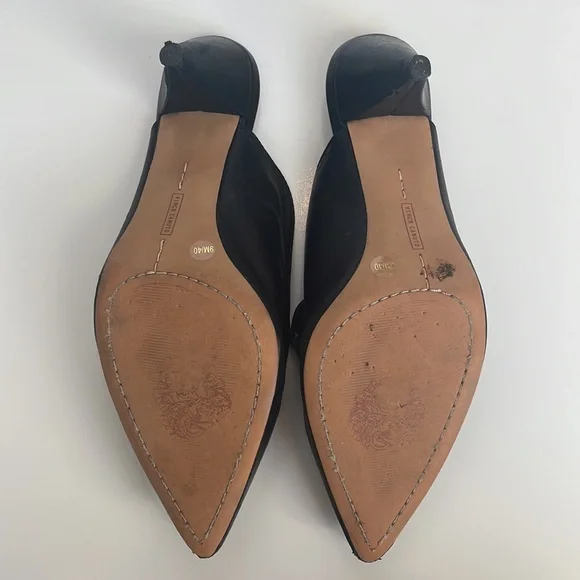 Vince Camuto Pointy Mules, Black Leather, Size 9M / 40 - Picture 3 of 5
